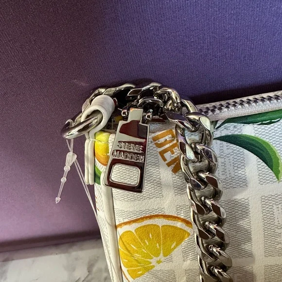 Steve Madden Lemon Print Shoulder Bag with Chain Accents and Coin Purse - Picture 6 of 13